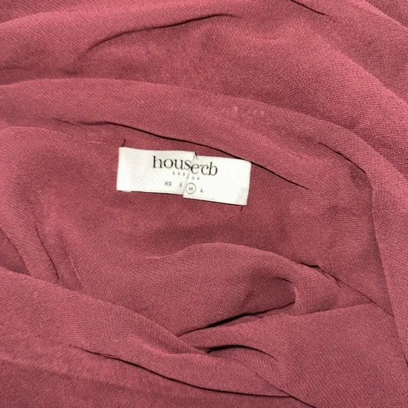 NWOT HOUSE OF CB Eloisa Wine Embroidered Fringe high low Midi Dress sz M - Picture 6 of 8